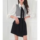 Vest Overlay Blouse With Tie