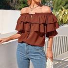 Bell-sleeve Off-shoulder Layered Top