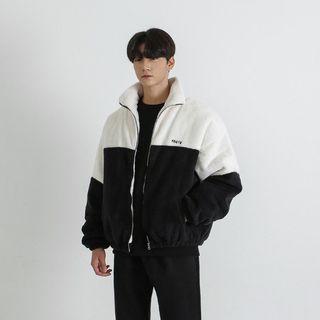 Two-tone Coral-fleece Zipped Jacket