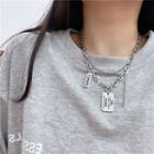 Tag Pendant Stainless Steel Necklace 1 Pc - Layered - Silver - One Size