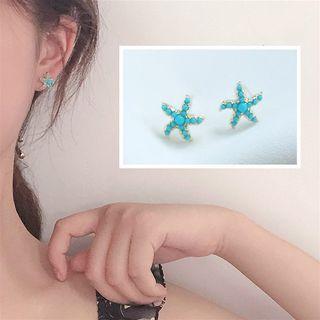 Bead Starfish Earring 1 Pair - Sky Blue -