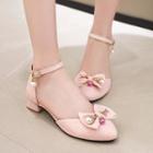 Bow Accent Block-heel Ankle-strap Sandals
