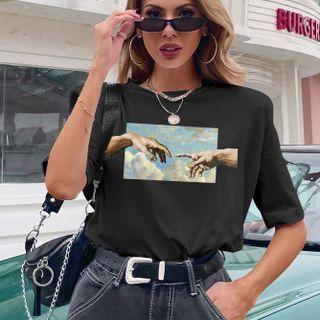Short-sleeve Round-neck Printed T-shirt