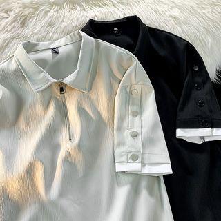 Short Sleeve Mock Two Piece Polo Shirt