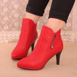 Pointy-toe Kitten-heel Ankle Boots