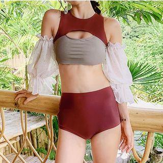 Set: Cutout Bikini Top +high Waist Bottom