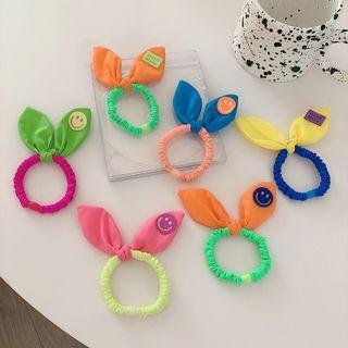 Smiley Face Embroidered Hair Tie