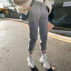 Cutout-hem Fleece-lined Jogger Pants