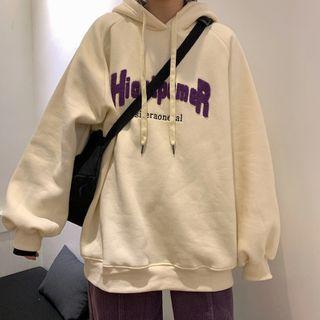 Letter Applique Oversized Hoodie