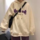 Letter Applique Oversized Hoodie