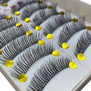 10 Pair Set : False Eyelashes Black - One Size