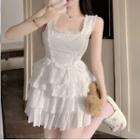 Square Neck Layered Mini A-line Tank Dress