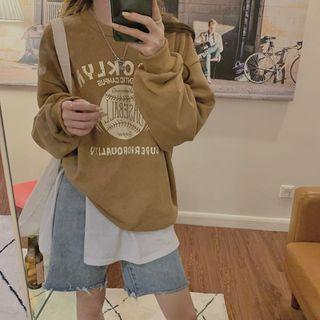 Graphic Print Sweatshirt Brown - One Size