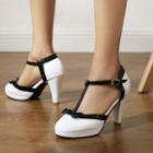 Platform Stiletto Heel Contrast Trim Sandals