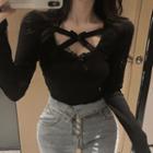 Bow Lace Cross Strap T-shirt