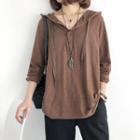 Hooded Long-sleeve Henley T-shirt