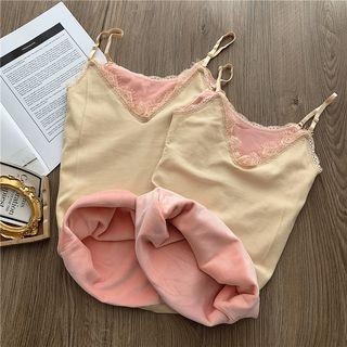 Fleece Lined Spaghetti Strap Top Nude Almond - One Size