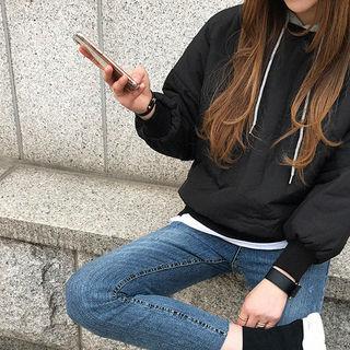 Drop-shoulder Padded Hoodie