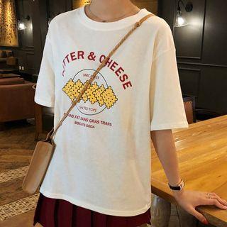Short-sleeve Cracker Print T-shirt White - One Size
