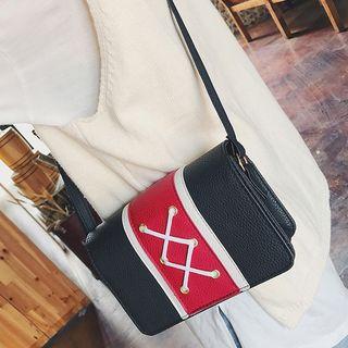 Faux-leather Colorblock Mini Cross Bag