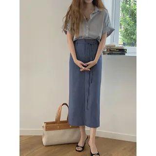 H-line Long Skirt With Sash