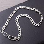 Rhinestone Sunglasses Chain Necklace Silver - One Size