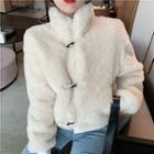 Toggle-button Stand-collar Fleece Coat