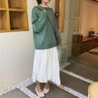 Plain Sweater / Midi Accordion Pleated Skirt