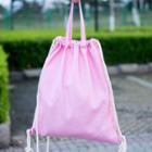 Plain Canvas Drawstring Backpack Pink - One Size