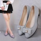 Bow Glitter Faux Leather Flats