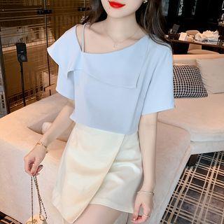 Square-neck Short-sleeve Chiffon Top