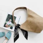 Scarf-accent Fabric Bucket Bag