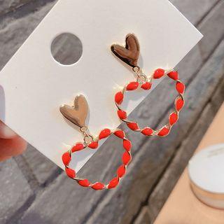 Heart Drop Earring / Flower Stud Earring