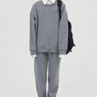 Mock Two-piece Sweatshirt / Straight-leg Pants