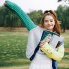 V-neck Color Block Chunky Knit Cardigan