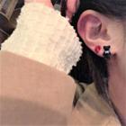 Bear & Heart Rhinestone Asymmetrical Earring 1 Pair - Bear & Heart S925 Sterling Silver Pin Earring - Black & Red - One Size