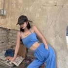 Set : Sleeveless Top + High Waist Pants