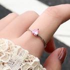 925 Sterling Silver Rhinestone Open Ring Pink - One Size