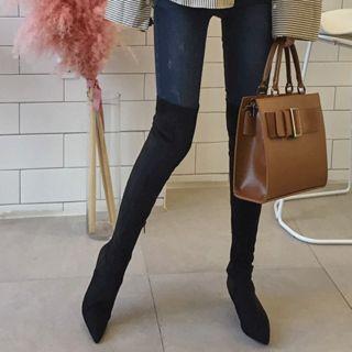 Kitten-heel Pointy Over-the-knee Boots