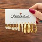 5 Pair Set: Faux Pearl / Glaze Alloy Earring (various Designs) Set Of 5 Pairs - 54907 - Gold - One Size