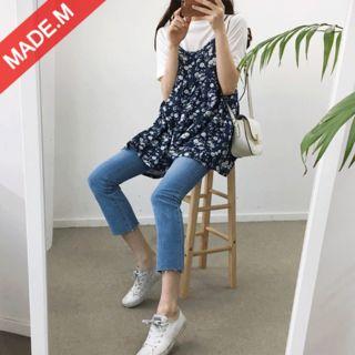 Spaghetti-strap Floral Empire Top