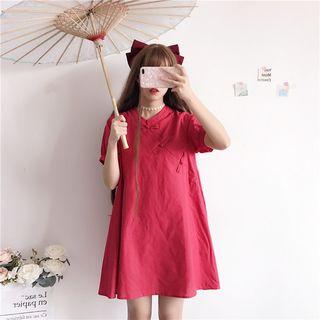 Traditional Chinese Short-sleeve Mini Shift Dress