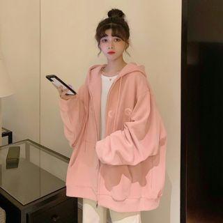 Long-sleeve Letter Print Zip-front Jacket