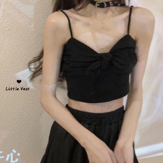 Bow Cropped Camisole Top / Ruffled Trim Mini Skirt