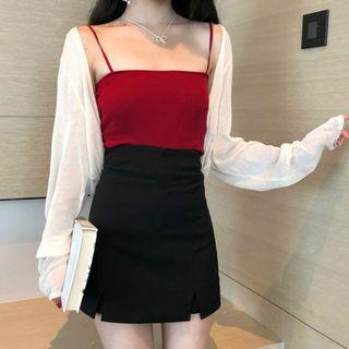 Spaghetti Strap Knit Top / Cardigan