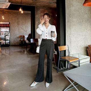 Boot-cut Dress Pants With Sash