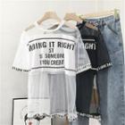 Short-sleeve Letter Print Mesh T-shirt