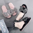 Bow Accent Faux-fur Slippers