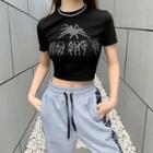 Short-sleeve Spider Crop Top