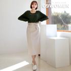 Plus Size H-line Long Skirt & Pocket Belt